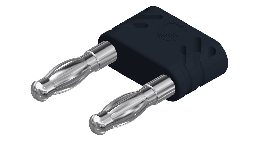 Banana Plug Insulated Unshrouded 4 mm Brass Nickel 30VAC 60VDC 32A Black Pack of 5 pieces